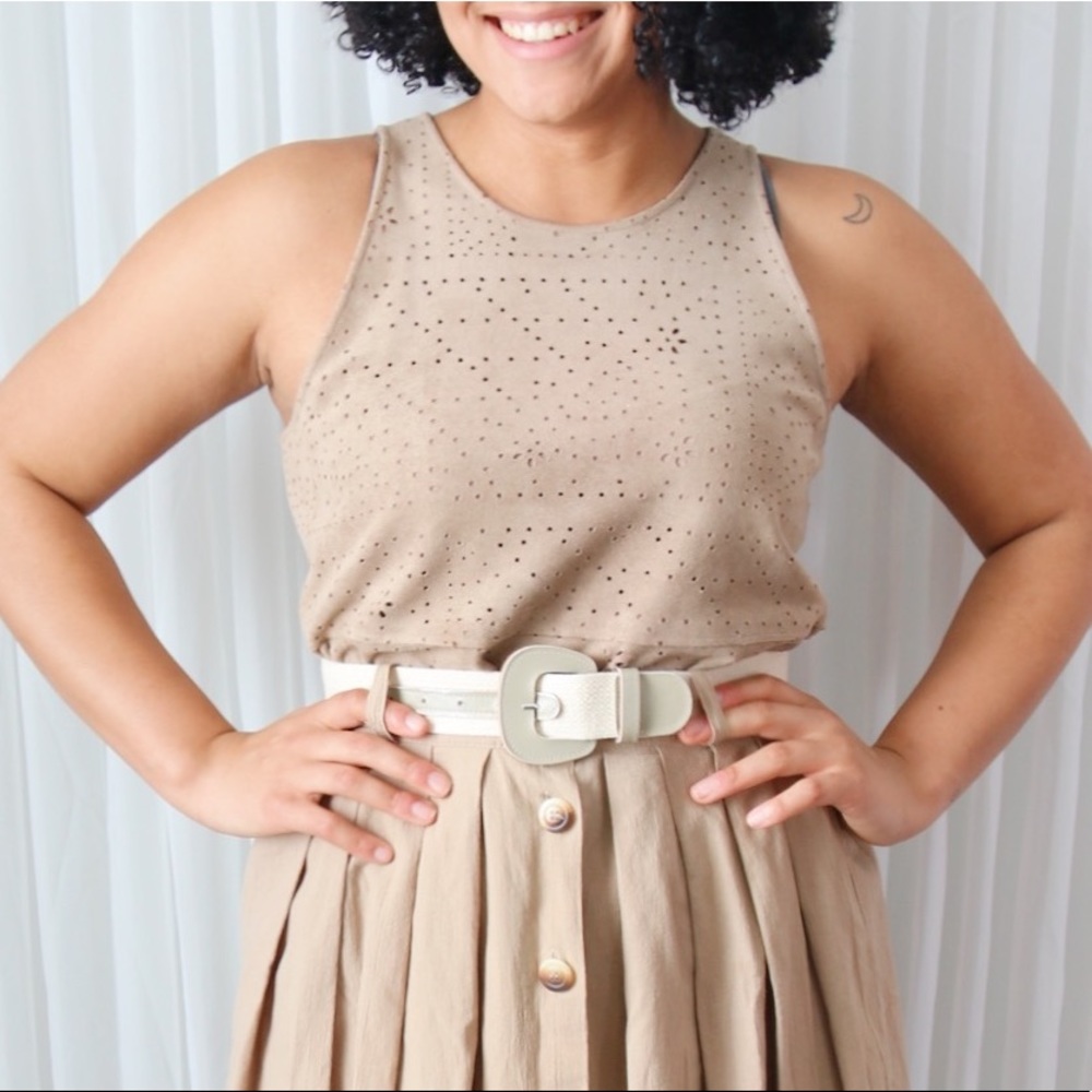 Neutral Textured Tank Top by BCBG (Size Medium)